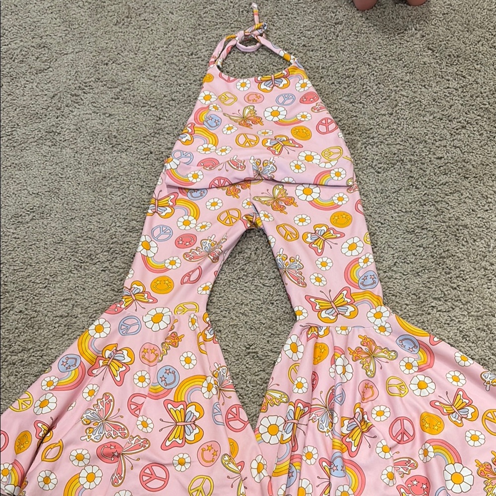 Colorful Peace Sign Halter Jumpsuit